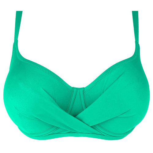 'La Chiquissima' Balconette Bikini Top, in Mer Emeraude (Emerald Green), by Antigel (pack shot, front).