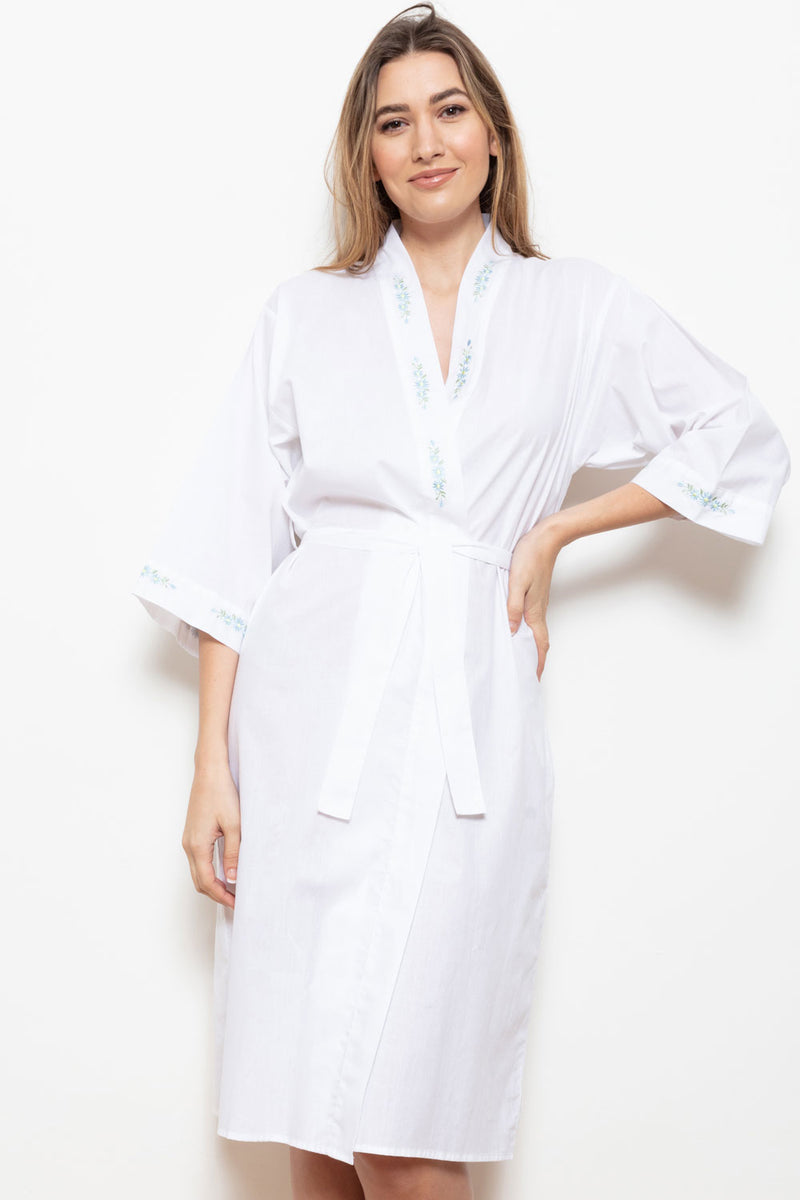 Model wearing 'Gail' Nightdress & 'Gaye' Dressing Gown, by Cottonreal.