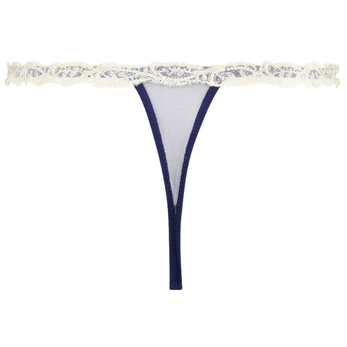 'Splendeur Soie' Navy Blue Sexy Thong, by Lise Charmel (pack shot, back) | Exceptional Luxury Lingerie | Sandra Dee