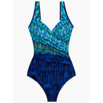 'It's A Wrap' Swimsuit in Blue Multi from Miraclesuit's Alhambra collection (pack shot, front).