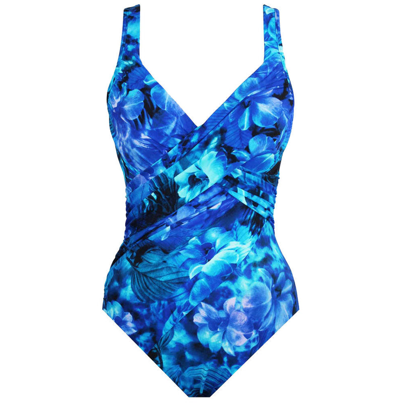 Sous Marine collection 'Revele' Swimsuit in Blue, by Miraclesuit  (pack shot).