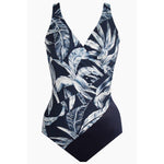 'Oceanus' Swimsuit in Midnight Blue & White, from the Tropica Toile collection by Miraclesuit (pack shot, front).