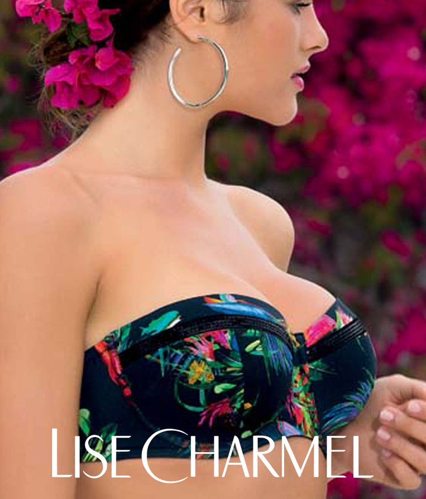 Model wearing 'Iris Oiseau' bikini by Lise Charmel.