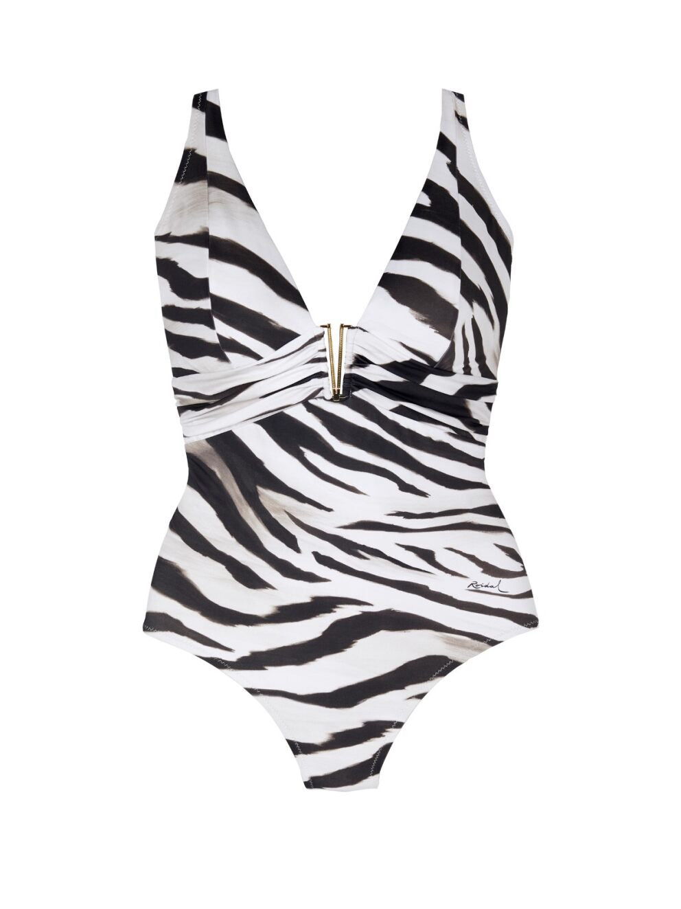 Bandes Rojidal Roidal Noa Collection ‘Samoa' V-Neck Animal Print Swimsuit with Gold H ...