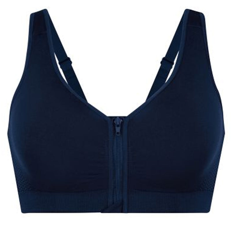 'Lynn' Dark Blue Post-Mastectomy Bra, by Anita (pack shot, front view).