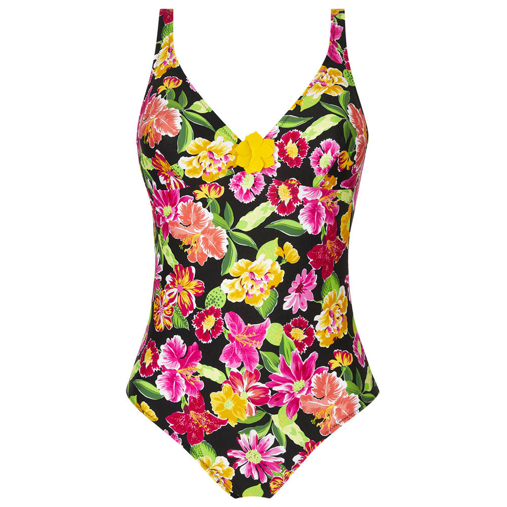 Antigel 'La Feminissima' Non-Wired Swimsuit in Rose Améthyste (Floral on Black) Swimsuit Antigel   