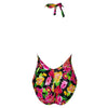 'La Feminissima' Non-Wired Halterneck Swimsuit in Rose Améthyste (Floral on Black), by Antigel (pack shot, back).