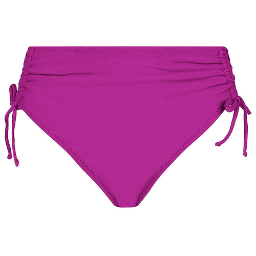 'La Chiquissima' Classic Bikini Brief With Side Ties, in Mer Améthyste (Fuchsia), by Antigel (pack shot, front).