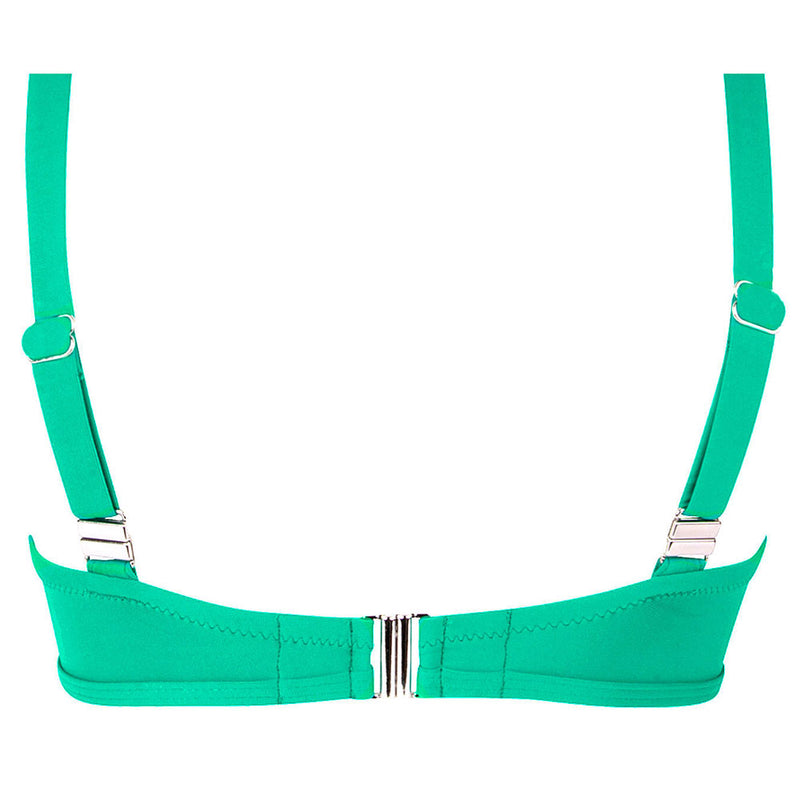 'La Chiquissima' Balconette Bikini Top, in Mer Emeraude (Emerald Green), by Antigel (pack shot, back).