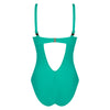'La Chiquissima' Contour Cup One-Piece Swimsuit in Mer Emeraude (Emerald Green), by Antigel (pack shot, back).