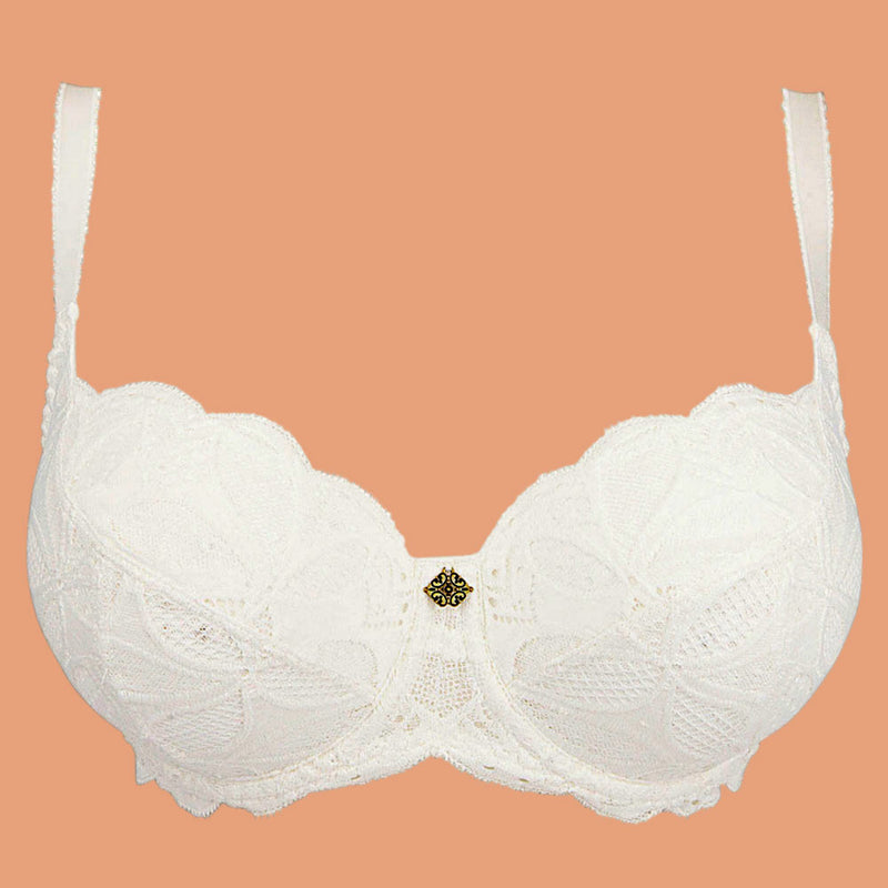 'Stricto Sensuelle' 3/4 Cup Balconette Bra in Cream, by Antigel (pack shot, front).