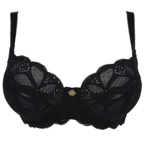 'Stricto Sensuelle' 3/4 Cup Balconette Bra in Black, by Antigel (pack shot, front).