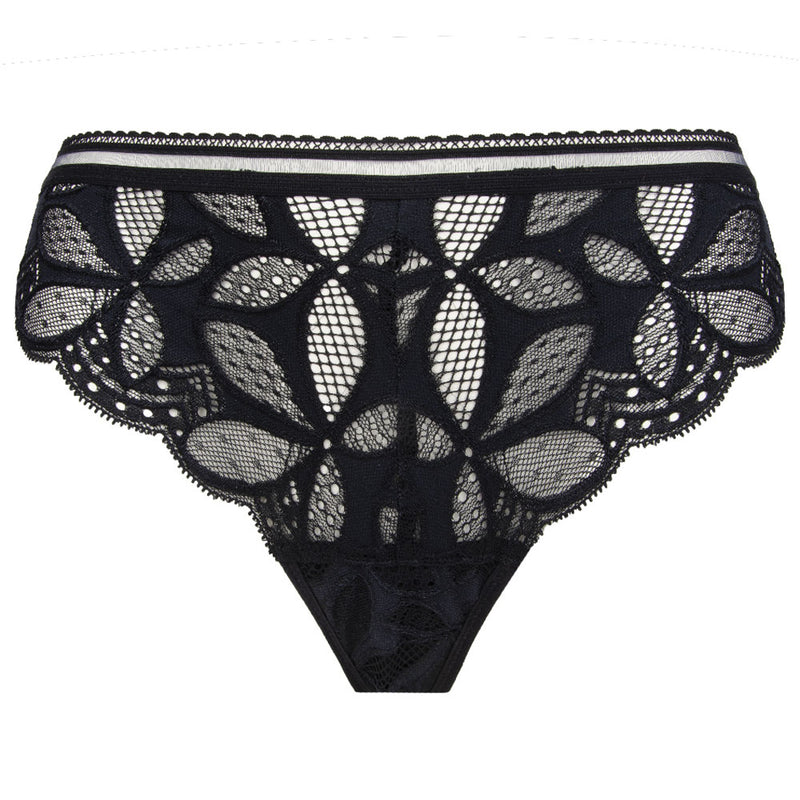 'Stricto Sensuelle' Thong in Black, by Antigel (pack shot, front).