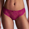Model wearing 'Danse des Sens' Italian Brief in dark fuchsia, by Aubade.