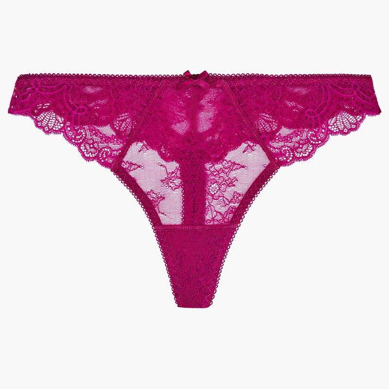 Pack shot (front) of 'Danse des Sens' thong in dark fuchsia, by Aubade.