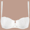 'Kiss of Love' White Half Cup Bra, by Aubade (pack shot, front).