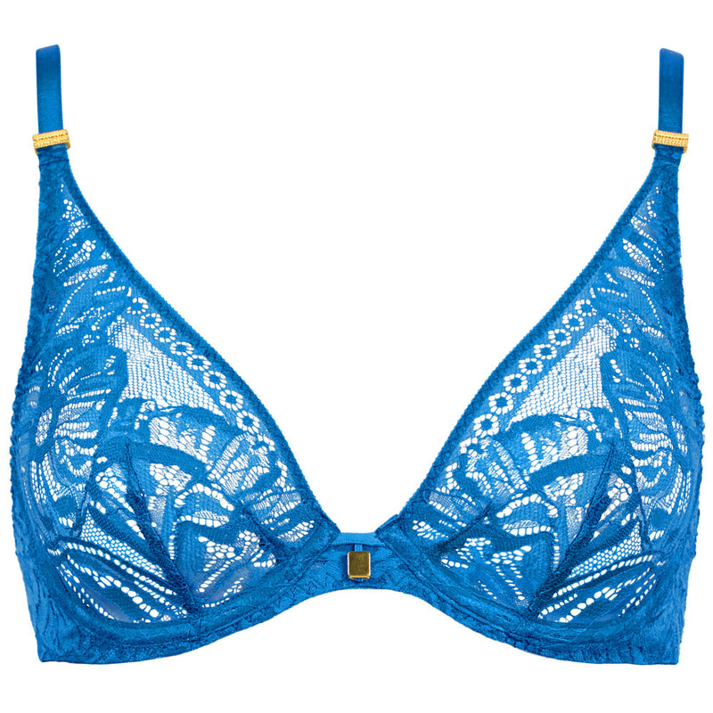 'Love Soul' Blue Plunge Triangle Bra, by Aubade (pack shot, front).