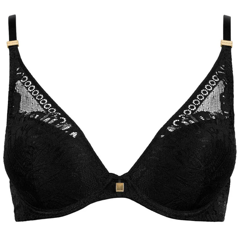 'Love Soul' Black Push-Up Bra, by Aubade (pack shot, front view).