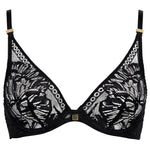 'Love Soul' Black Plunge Triangle Bra, by Aubade (pack shot, front view).