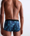 Model wearing 'Denim Art' Blue Boxer Short, by Aubade (back view).