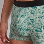 Model wearing 'Green Palm' Boxer Short, by Aubade (close-up, front view).