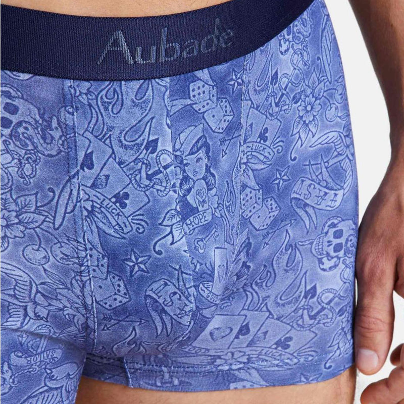 Aubade 'Old Tattoo' Men's Boxer Short in Blue mens boxer short Aubade   