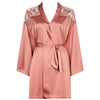 'Midnight Whisper' Warm Pink Silk Kimono, by Aubade (front view, pack shot).