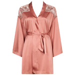 'Midnight Whisper' Warm Pink Silk Kimono, by Aubade (front view, pack shot).