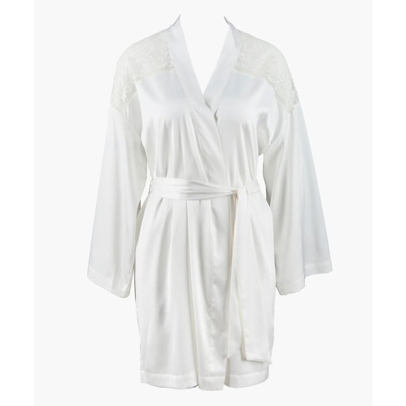 'Midnight Whisper' Opale (Ivory) Silk Kimono, by Aubade (pack shot, front).