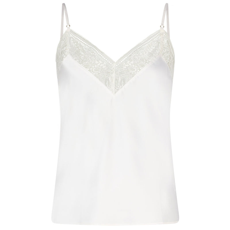 'Midnight Whisper' Opal White Camisole, by Aubade (pack shot, front view).