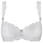 'Mon Bijou' White Half Cup Bra, by Aubade (pack shot, front).