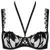 'Night at Paradise' Black Half Cup Bra, by (pack shot, front view).