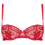 'Rules of Attraction' Red Underwired Half Cup Bra, by Aubade (pack shot, front view).