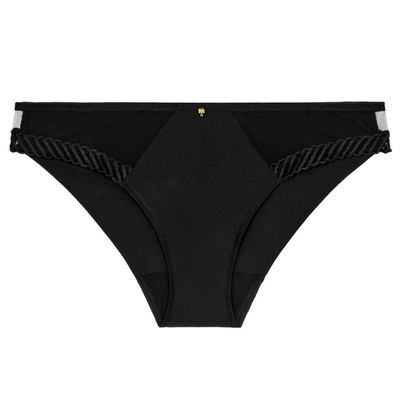 'Sheer Emotion' Black Brazilian Brief, by Aubade (pack shot, front view).