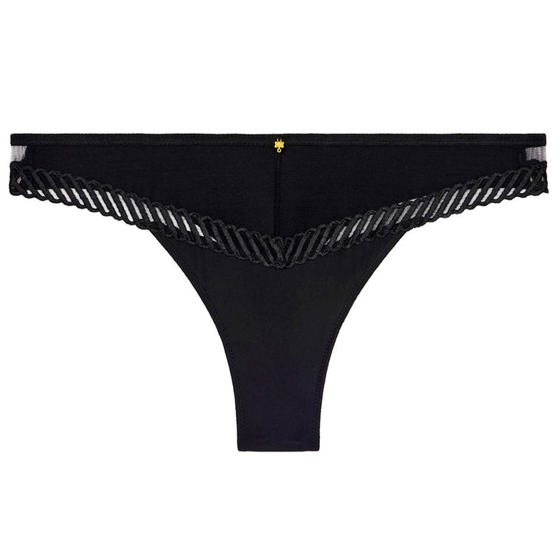 'Sheer Emotion' Black Tanga, by Aubade (pack shot, front view).