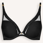 'Sheer Emotion' Black Bralette, by Aubade (pack shot, front view).