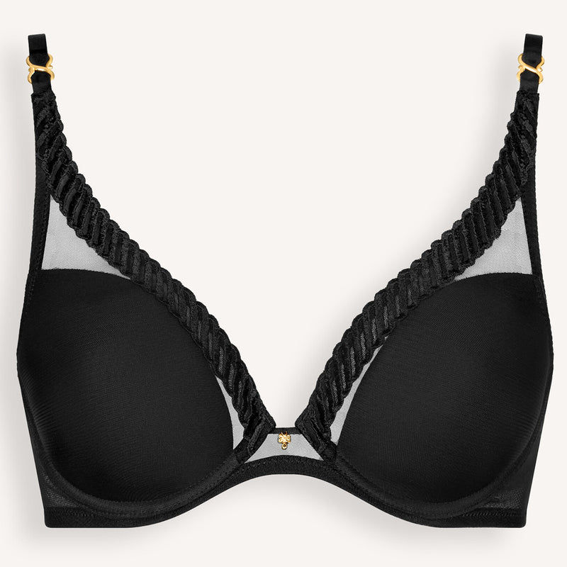 'Sheer Emotion' Black Bralette, by Aubade (pack shot, front view).