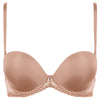 'Sheer Emotion' Sand Moulded Strapless Bra, by Aubade (pack front view).