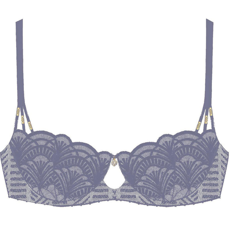 'Vibes' Denim Blue Half Cup Bra, by Aubade (pack shot, front view).