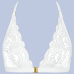 'Vibes' White Triangle Bralette, by Aubade (pack shot, front view).