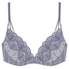 'Vibes' Denim Blue Padded Plunge Bra, by Aubade (illustration, front view).