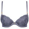 'Vibes' Denim Blue Padded Plunge Bra, by Aubade (pack shot, front view).