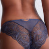 Model wearing 'Vibes' Denim Blue Italian Brief, by Aubade (back view, close up).