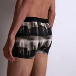 Model wearing 'Buildings' Boxer Short, by Aubade (back view).