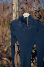 'Bella' Navy Blue Wool and Silk Turtleneck, by Boglietti (garment only).