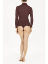 Model wearing 'Star' Brown Long-Sleeved Turtleneck, by Boglietti (back view).