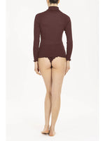 Model wearing 'Star' Brown Long-Sleeved Turtleneck, by Boglietti (back view).