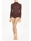 Model wearing 'Star' Brown Long-Sleeved Turtleneck, by Boglietti (front view).
