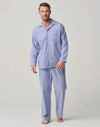 British Boxers Men's Two-Fold Herringbone Pyjamas in Staffordshire Blue