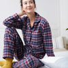 Model wearing Women's Brushed Cotton Arran Tartan Pyjama Set, by British Boxers.